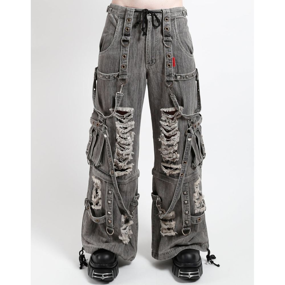 Tripp NYC Tripp NYC - Shredder Denim Strap Wide leg trousers - Black |